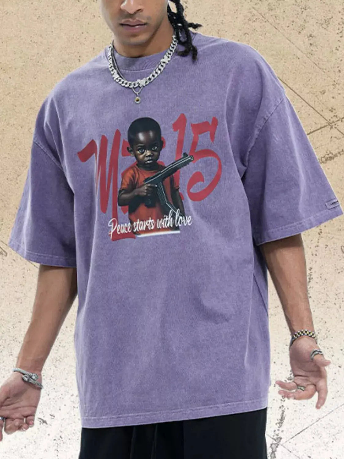 Men's Graphic Round Neck Short Sleeve T Shirt With Stretch Cotton Trendsi