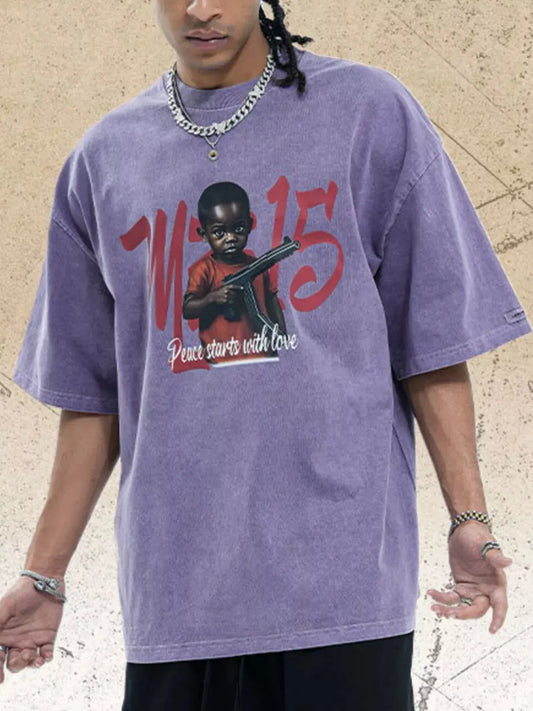 Men's Graphic Round Neck Short Sleeve T Shirt With Stretch Cotton Trendsi