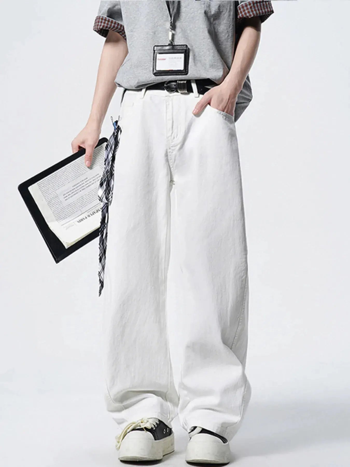 Men's Oversized Wide Leg Cotton Jeans Trendsi