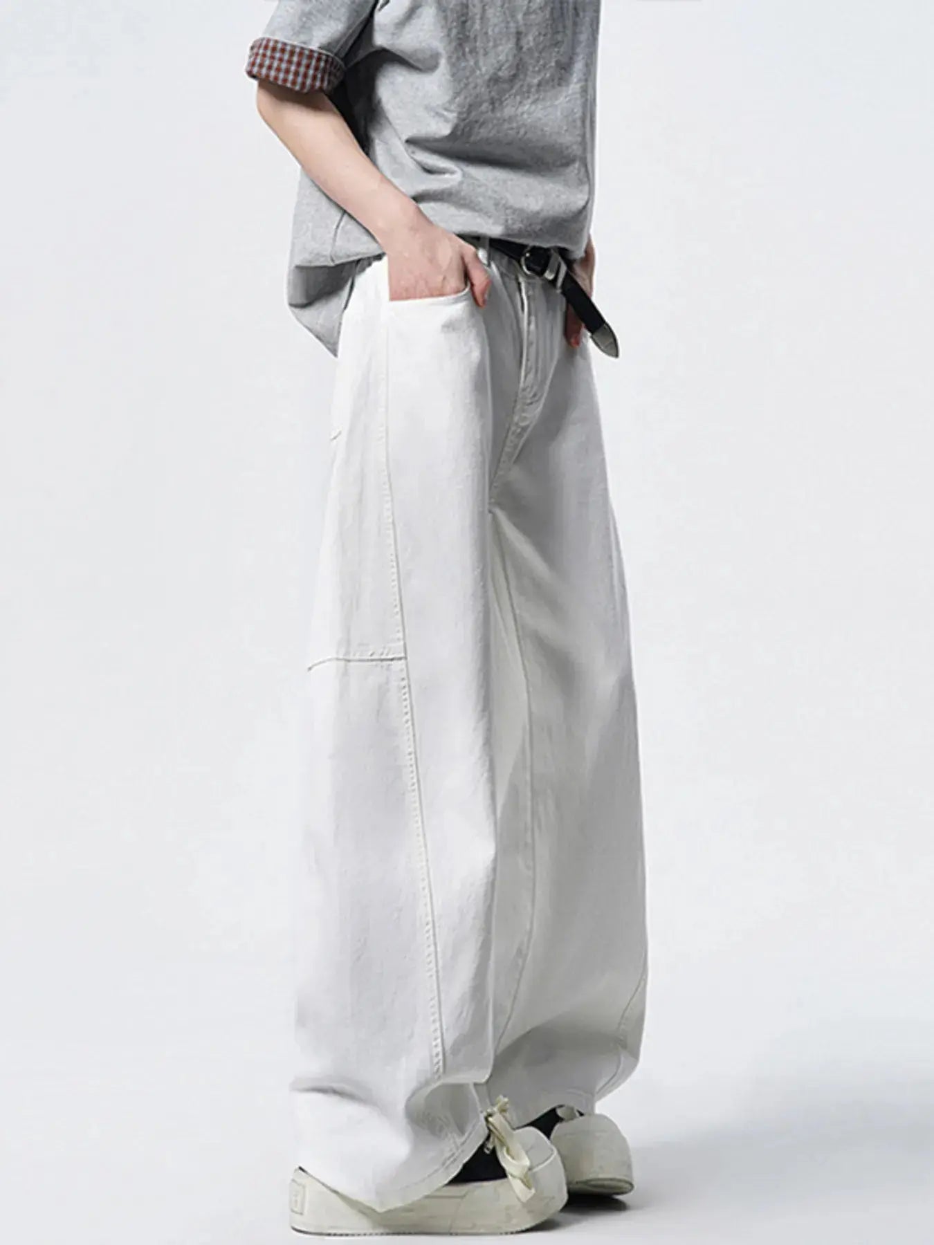 Men's Oversized Wide Leg Cotton Jeans Trendsi