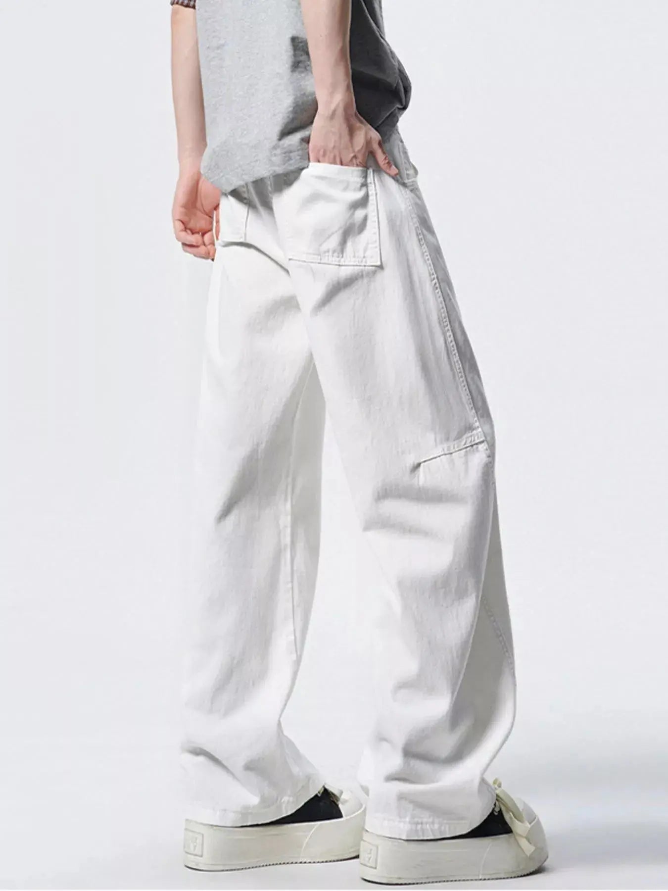 Men's Oversized Wide Leg Cotton Jeans Trendsi