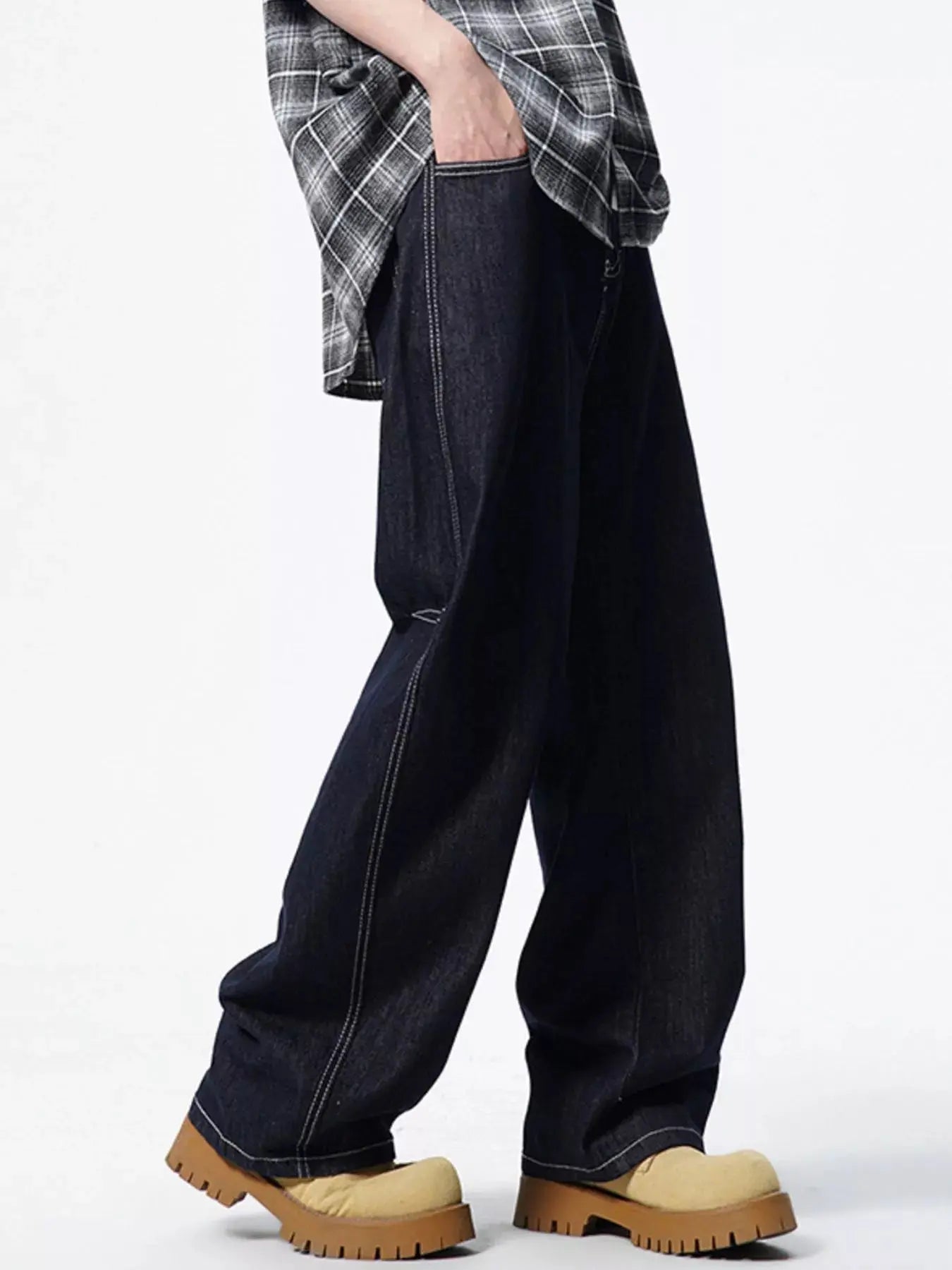 Men's Oversized Wide Leg Cotton Jeans Trendsi