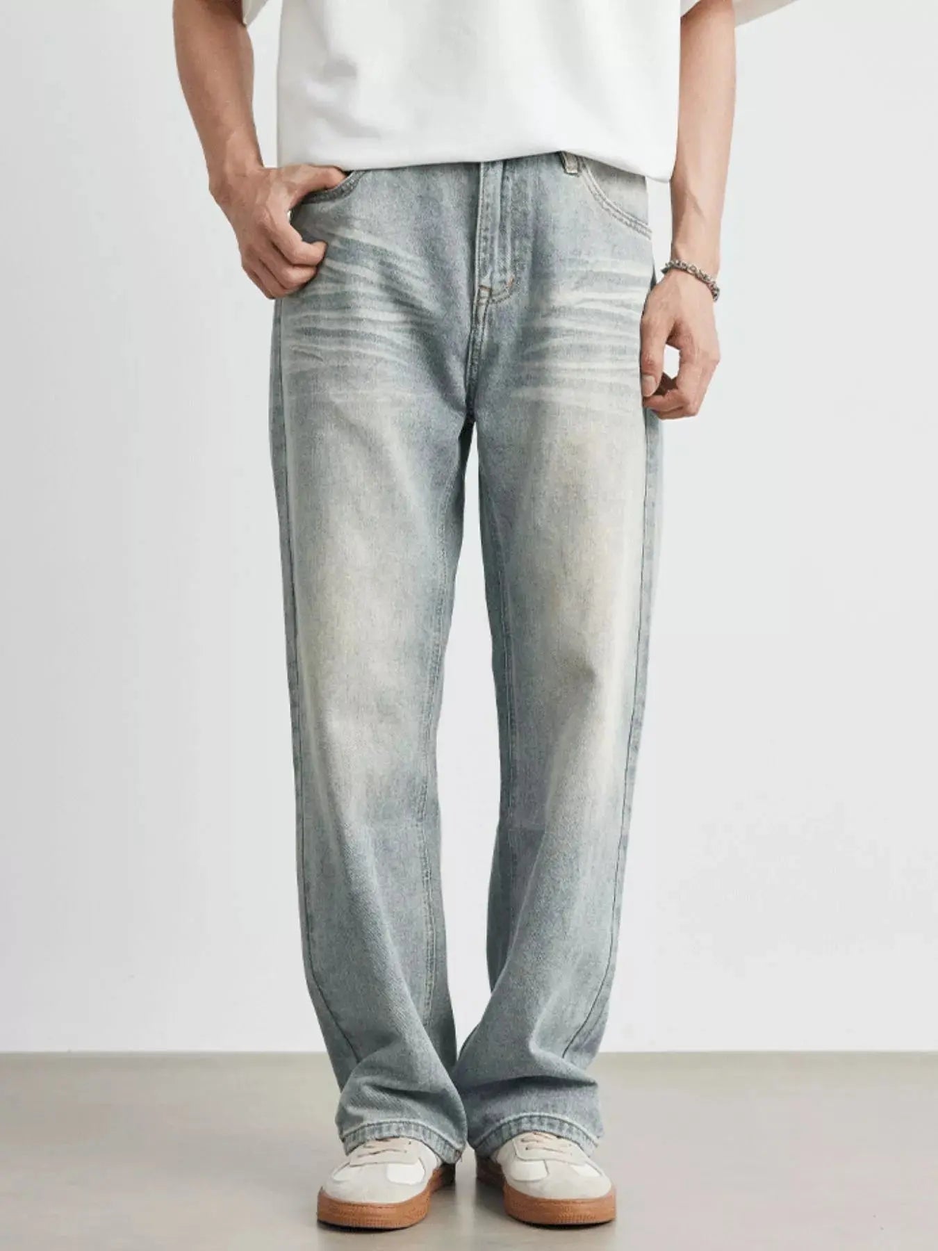 Men's Wash Loose Fit Jeans with Pockets Washed Casual Style Trendsi
