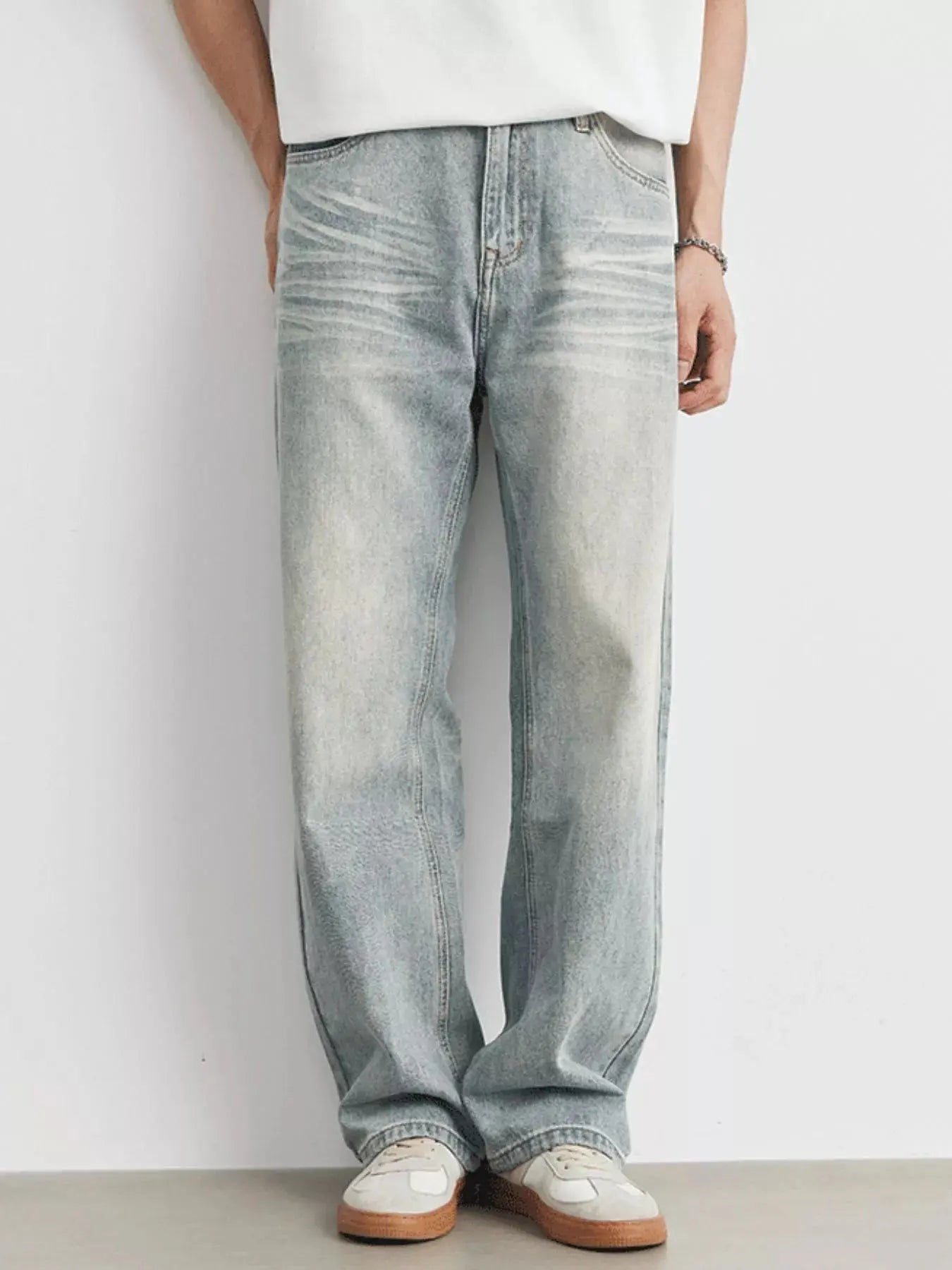 Men's Wash Loose Fit Jeans with Pockets Washed Casual Style Trendsi