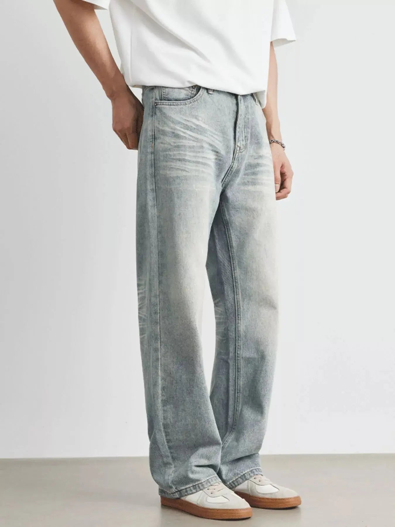 Men's Wash Loose Fit Jeans with Pockets Washed Casual Style Trendsi
