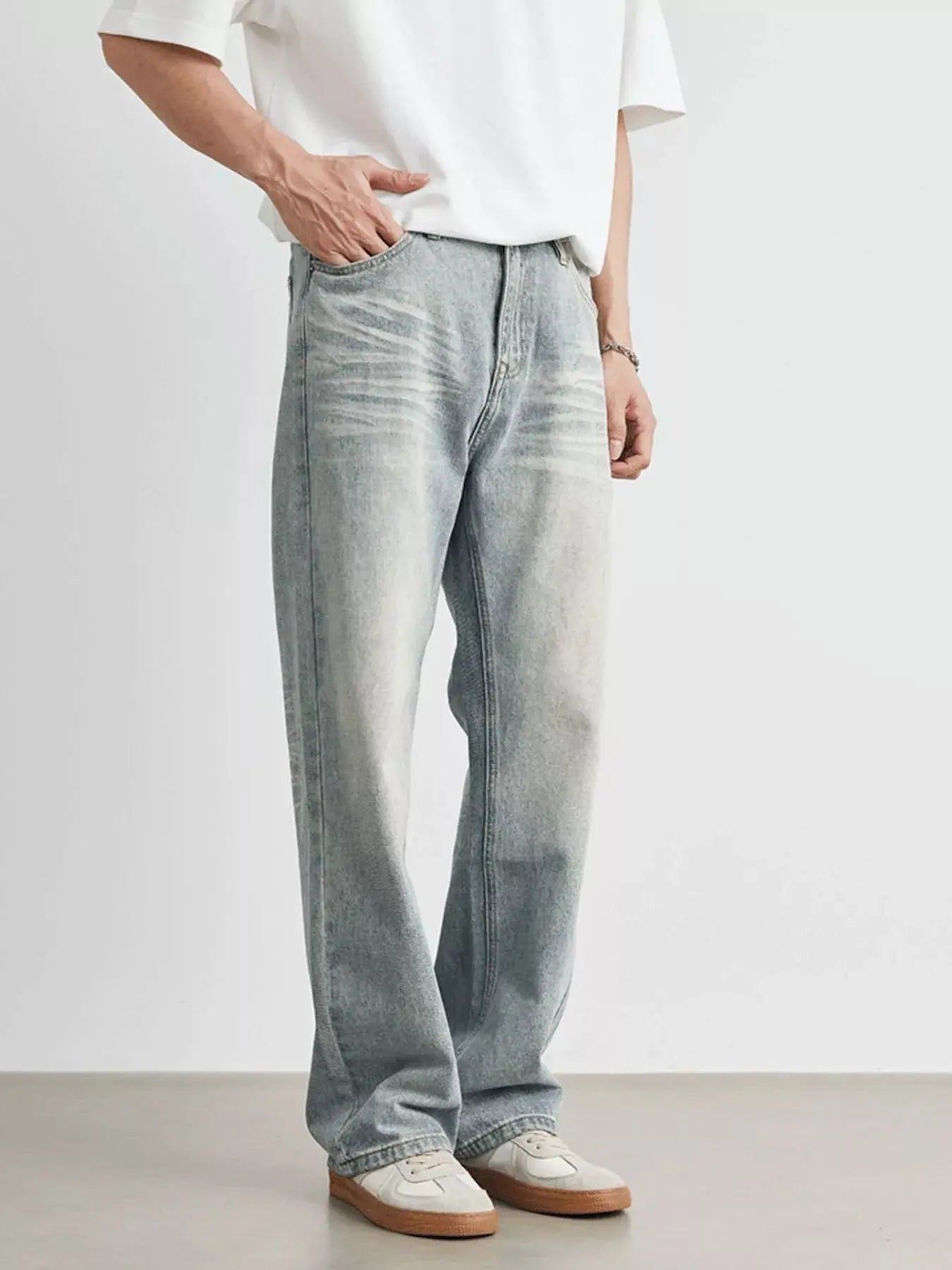 Men's Wash Loose Fit Jeans with Pockets Washed Casual Style Trendsi
