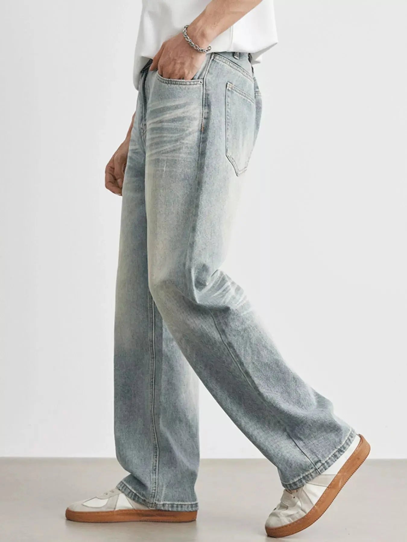 Men's Wash Loose Fit Jeans with Pockets Washed Casual Style Trendsi