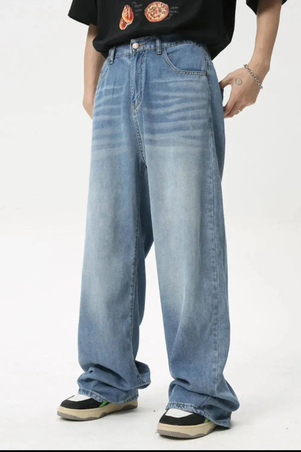 Men's Washed Straight Jeans Cotton Blend Denim For Everyday Wear Trendsi