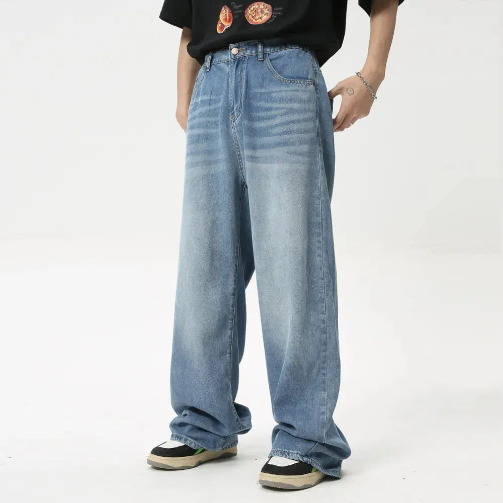 Men's Washed Straight Jeans Cotton Blend Denim For Everyday Wear Trendsi