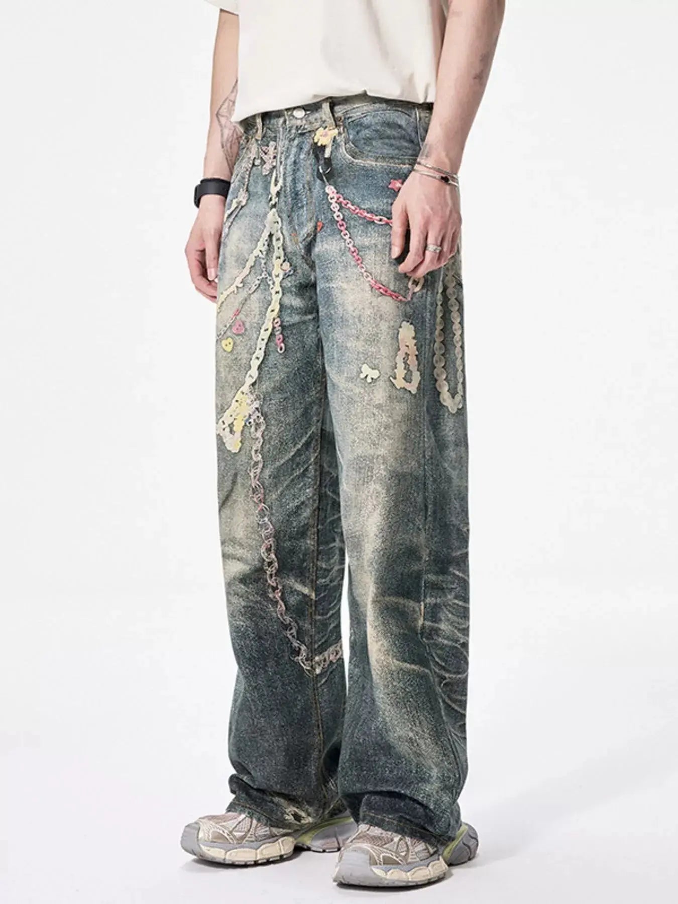Men's Wide Leg Stretch Jeans with Pockets Trendsi