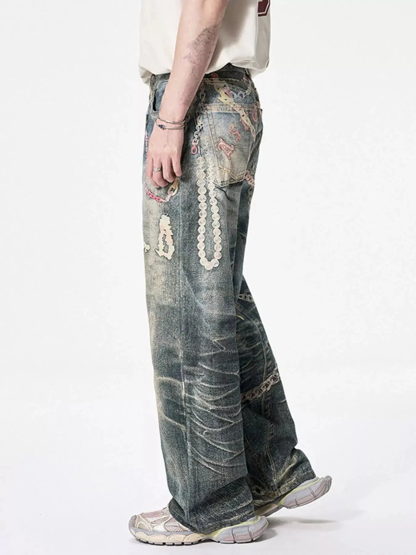 Men's Wide Leg Stretch Jeans with Pockets Trendsi