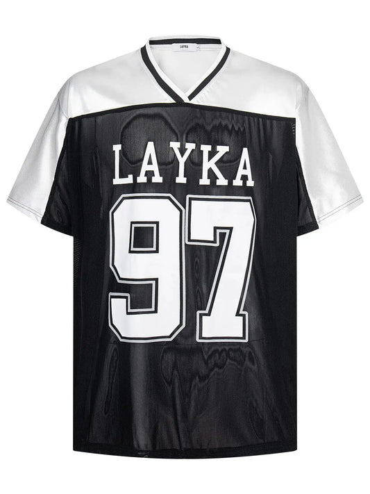 Mens Number 97 V Neck Short Sleeve T Shirt Breathable Moisture Wicking Trendsi