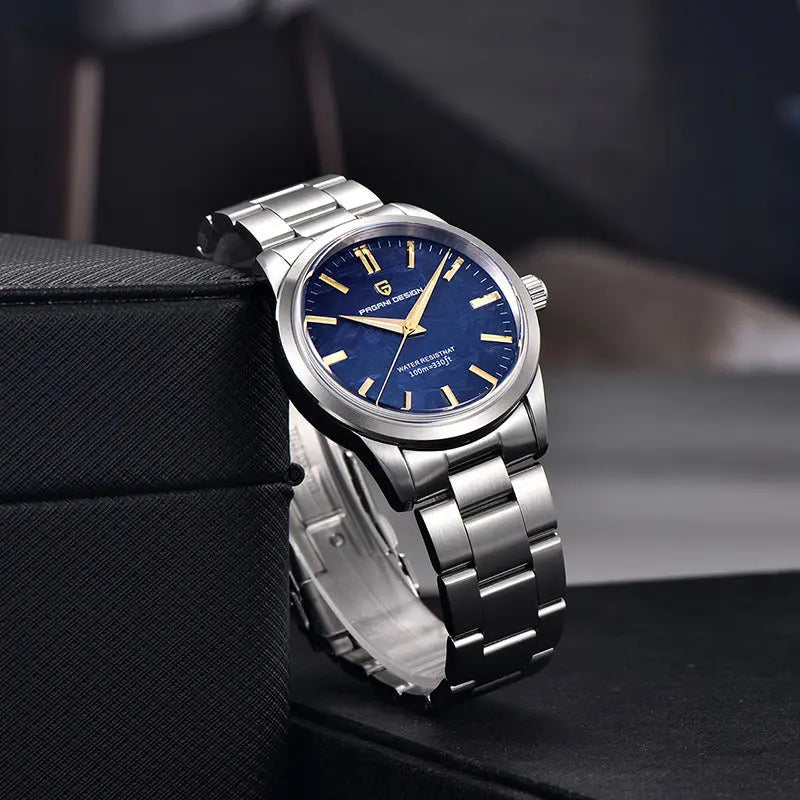 Mens Quartz Watch Stainless Steel Case 40mm 100m Water Resistant Luminous Dial teemdrop
