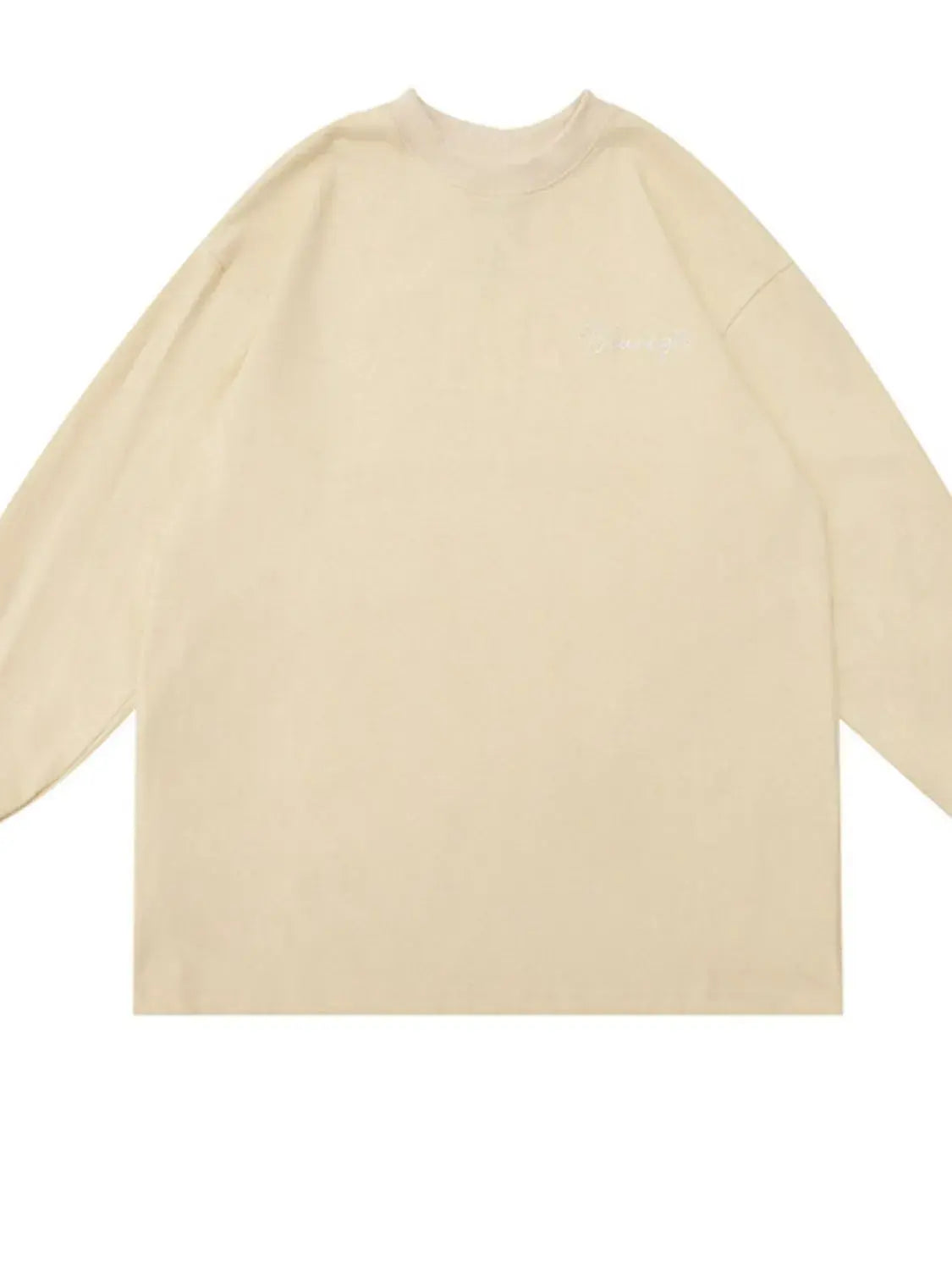 Mens Round Neck Long Sleeve T Shirt Oversized Cotton Polyester Blend Trendsi
