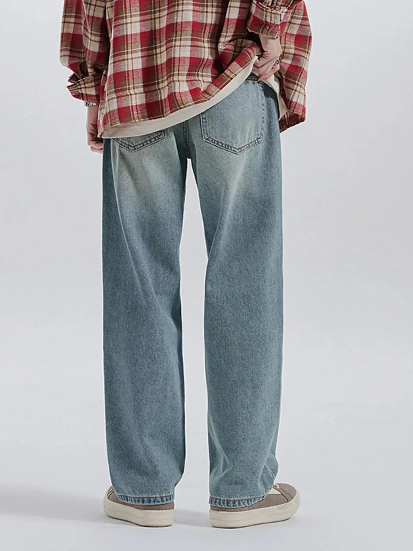 Mens Wide Leg Stretch Jeans, Cats Whisker Wash Trendsi