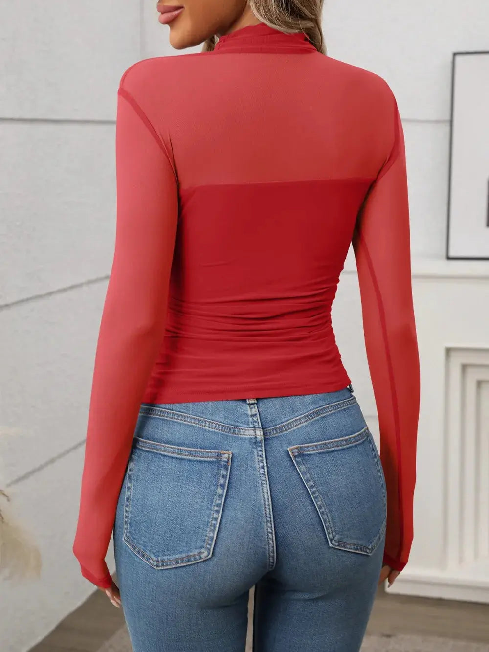 Mock Neck Long Sleeve Top Trendsi