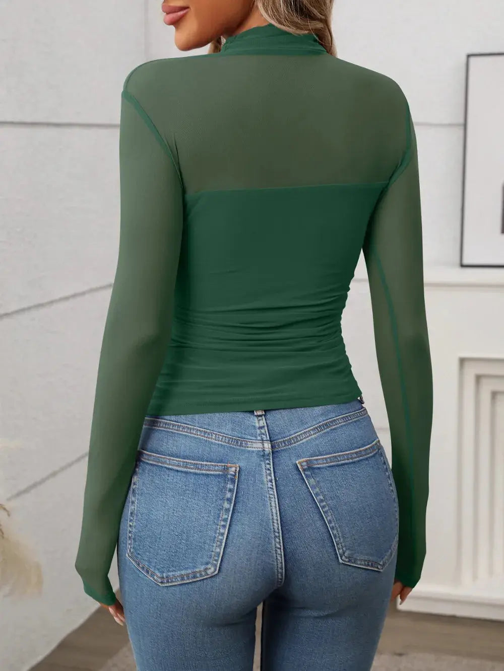 Mock Neck Long Sleeve Top Trendsi