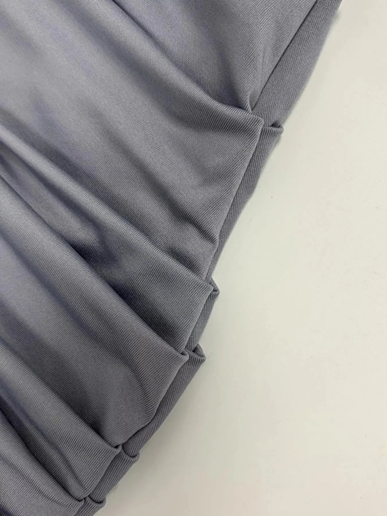 Mock Neck Ruched Bodycon Mini Dress Milk Silk Fabric Trendsi