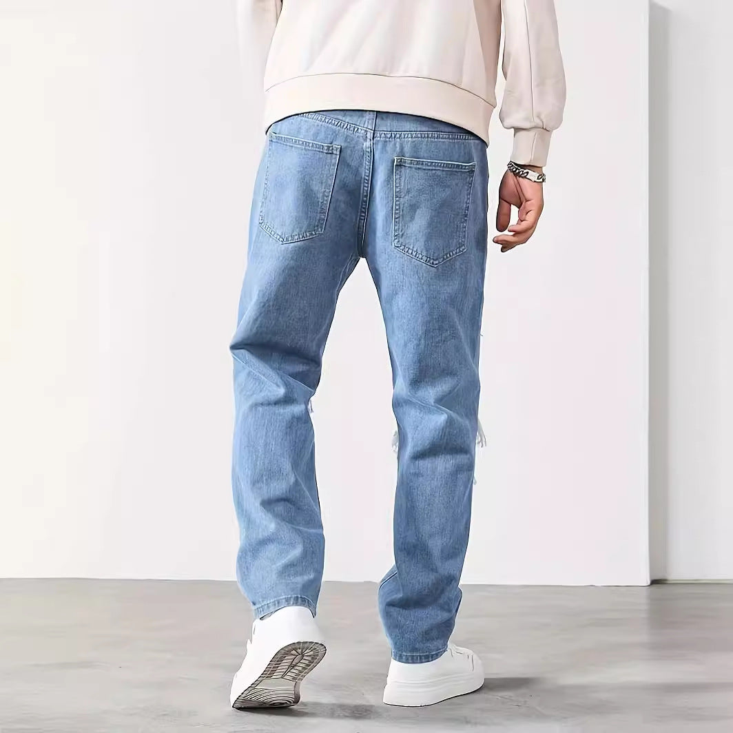 Ripped Men Scrape Cropped Pants