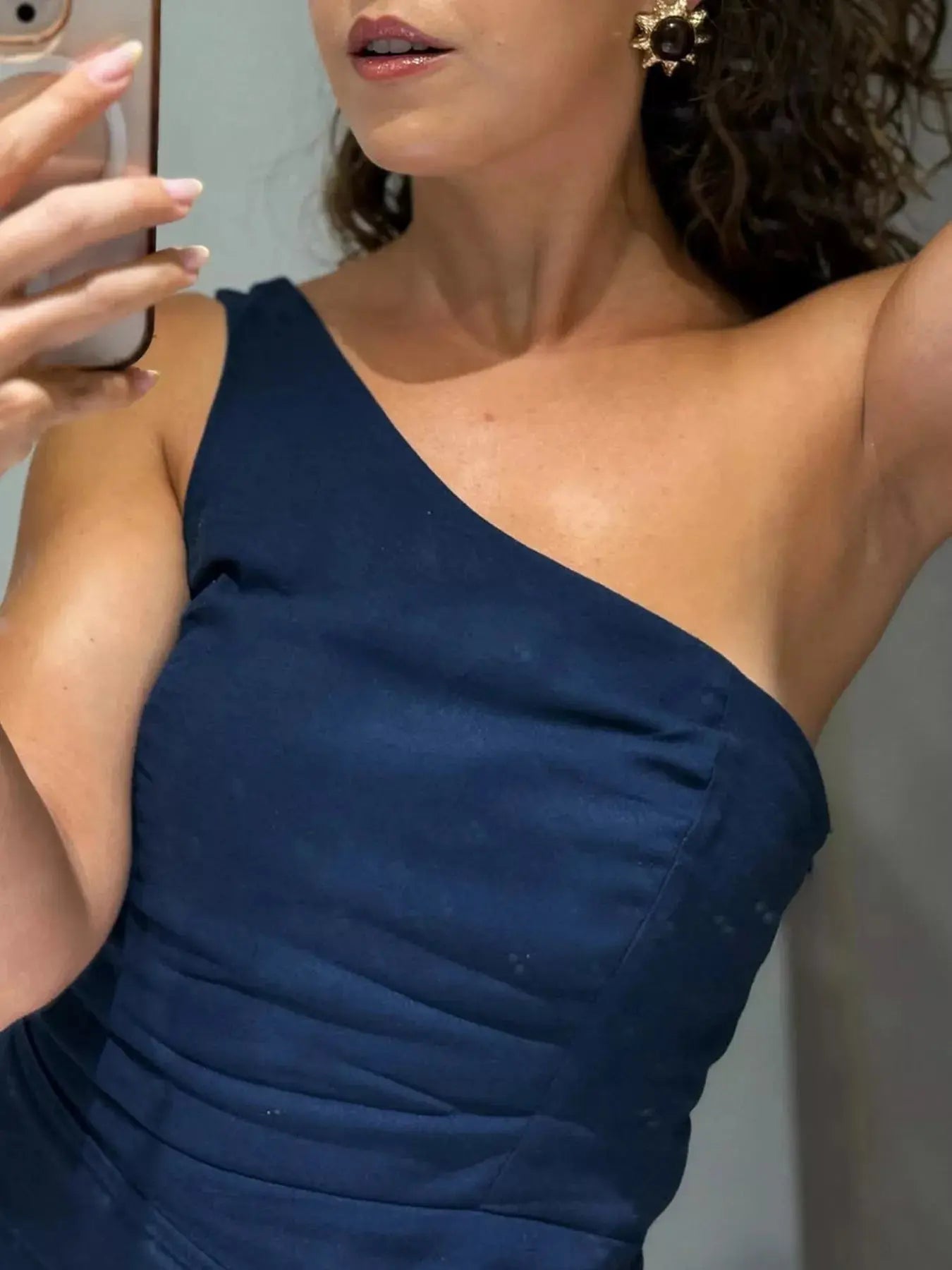 One Shoulder Knot Mini Dress 100 Percent Polyester Party Cocktail Dress Trendsi