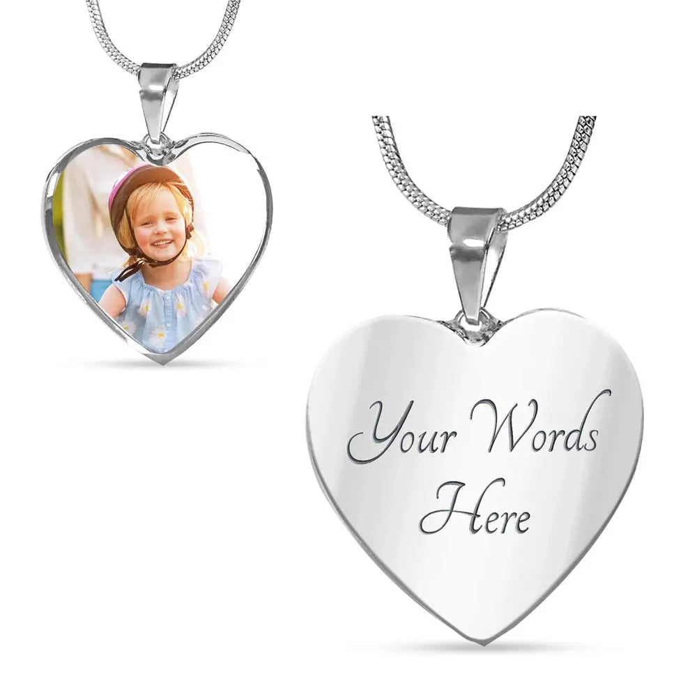 Personalized Heart Photo Necklace with Engraving ShineOn Fulfillment