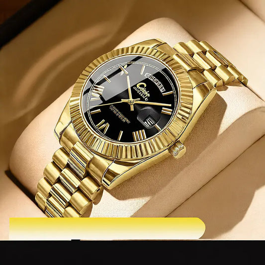 Quartz Watch With Date Display And Large Dial 30M Water Resistant Steel Band teemdrop