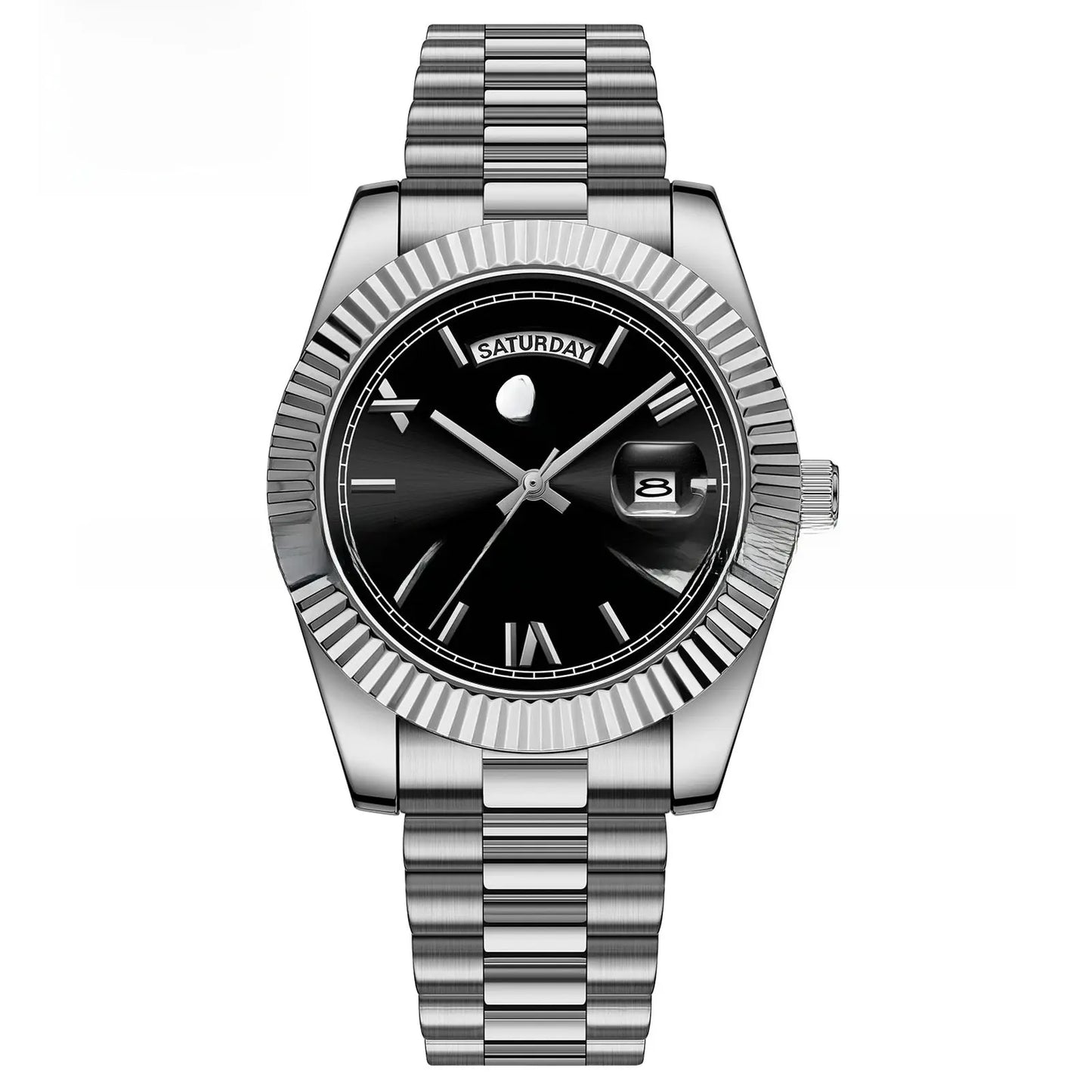 Quartz Watch With Date Display And Large Dial 30M Water Resistant Steel Band teemdrop