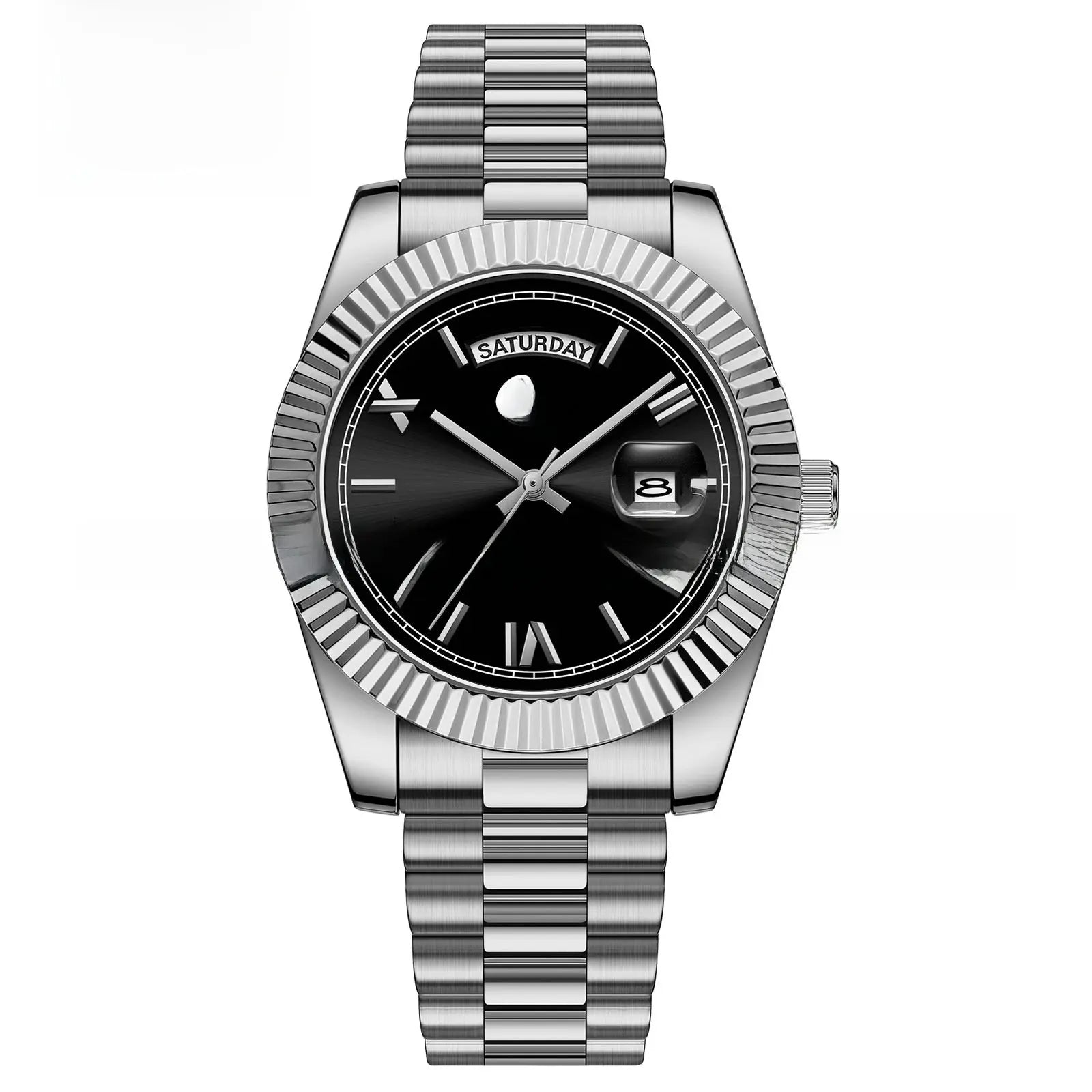 Quartz Watch With Date Display And Large Dial 30M Water Resistant Steel Band teemdrop
