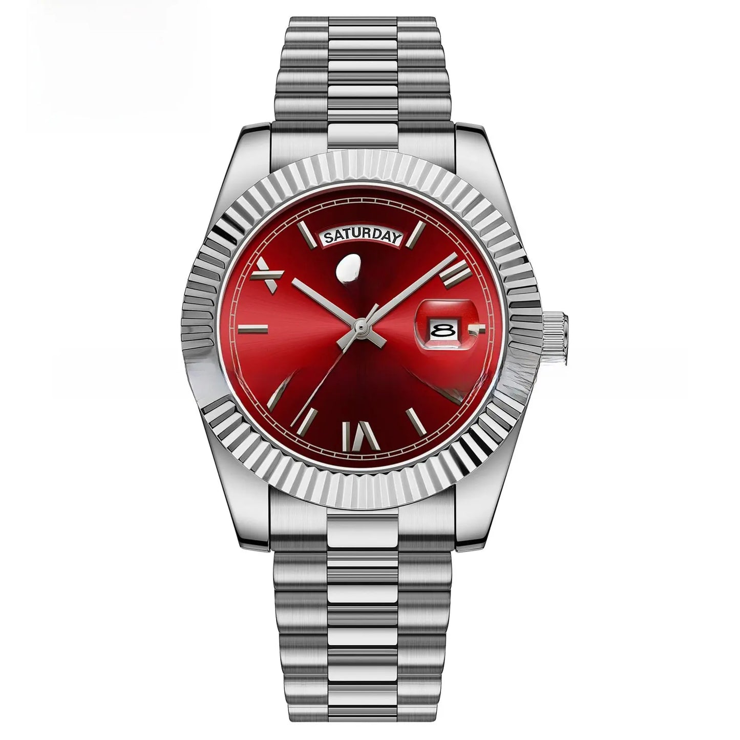 Quartz Watch With Date Display And Large Dial 30M Water Resistant Steel Band teemdrop