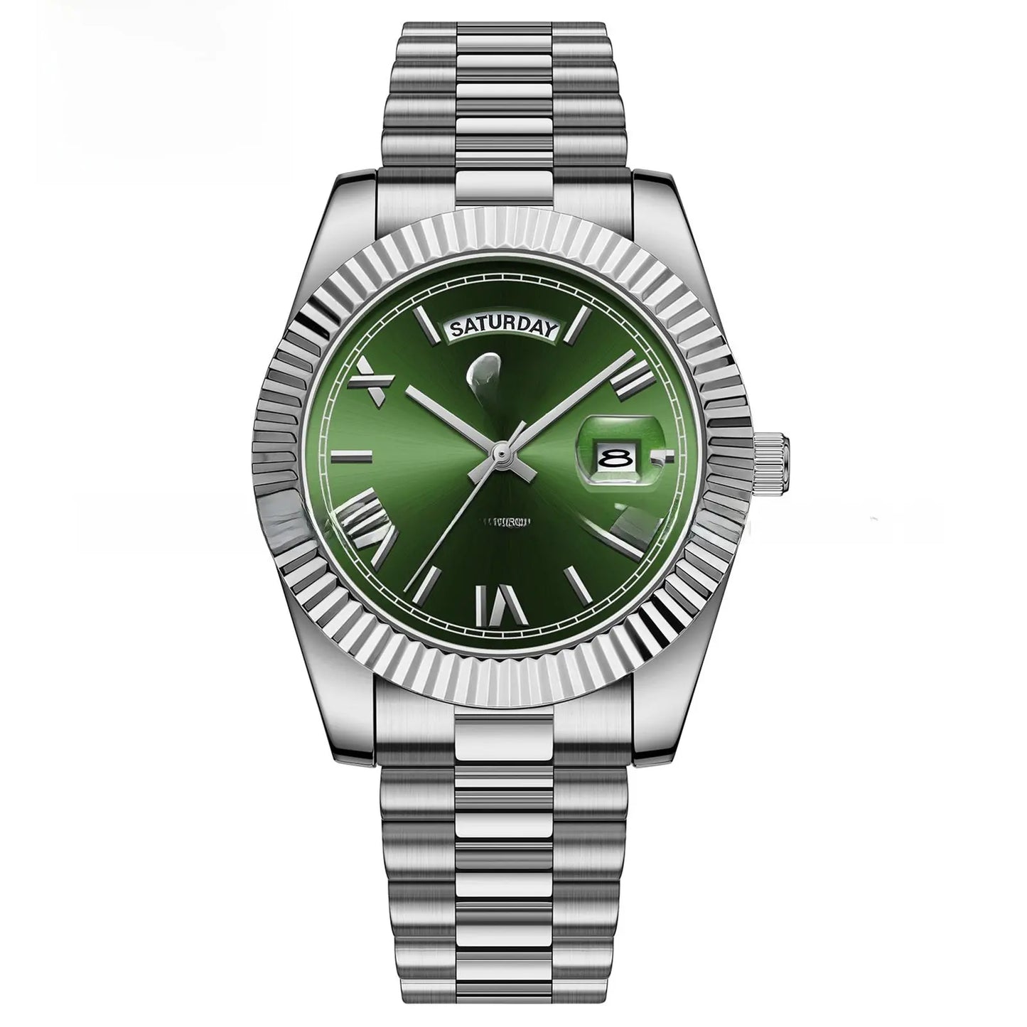 Quartz Watch With Date Display And Large Dial 30M Water Resistant Steel Band teemdrop