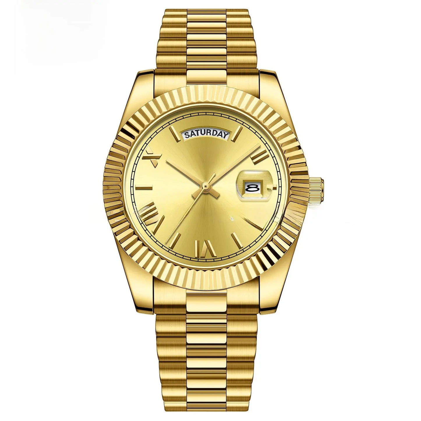 Quartz Watch With Date Display And Large Dial 30M Water Resistant Steel Band teemdrop