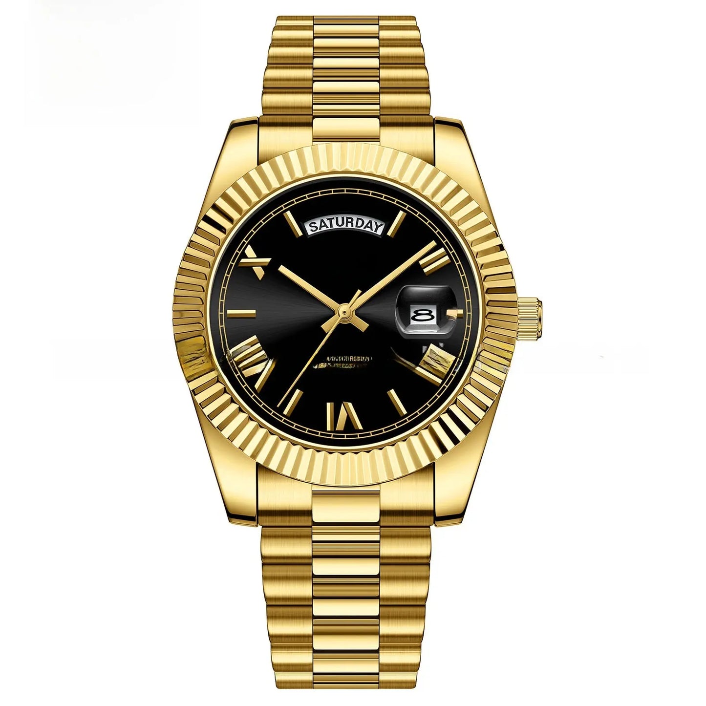 Quartz Watch With Date Display And Large Dial 30M Water Resistant Steel Band teemdrop