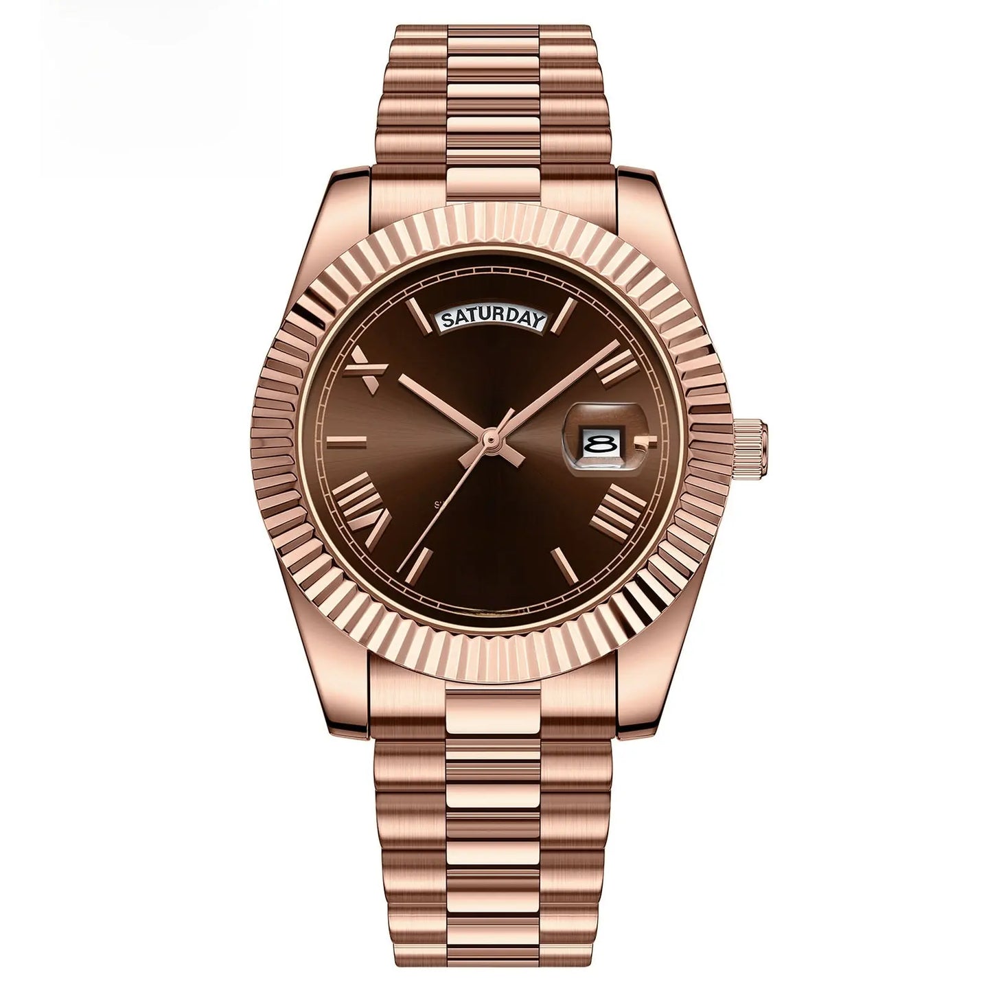 Quartz Watch With Date Display And Large Dial 30M Water Resistant Steel Band teemdrop