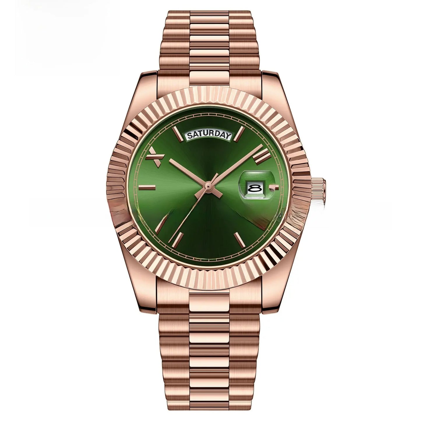Quartz Watch With Date Display And Large Dial 30M Water Resistant Steel Band teemdrop