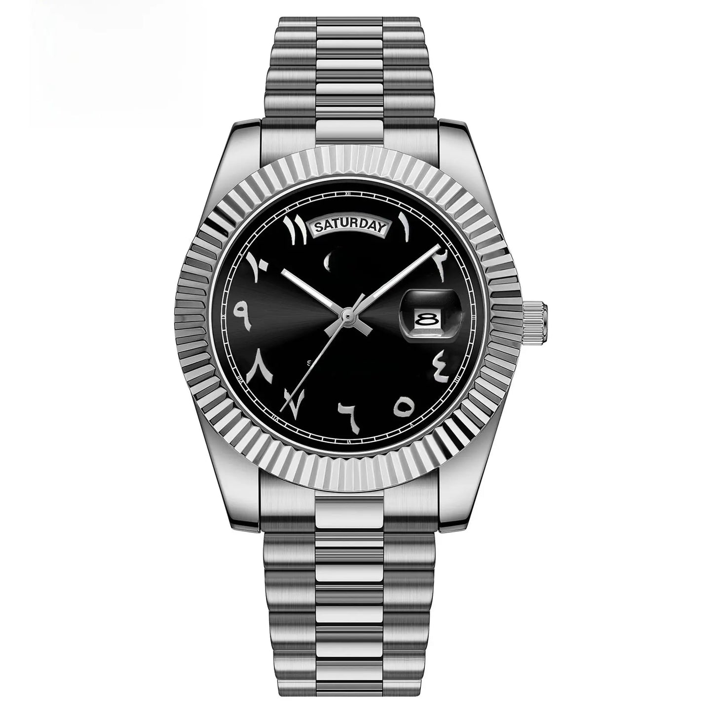 Quartz Watch With Date Display And Large Dial 30M Water Resistant Steel Band teemdrop