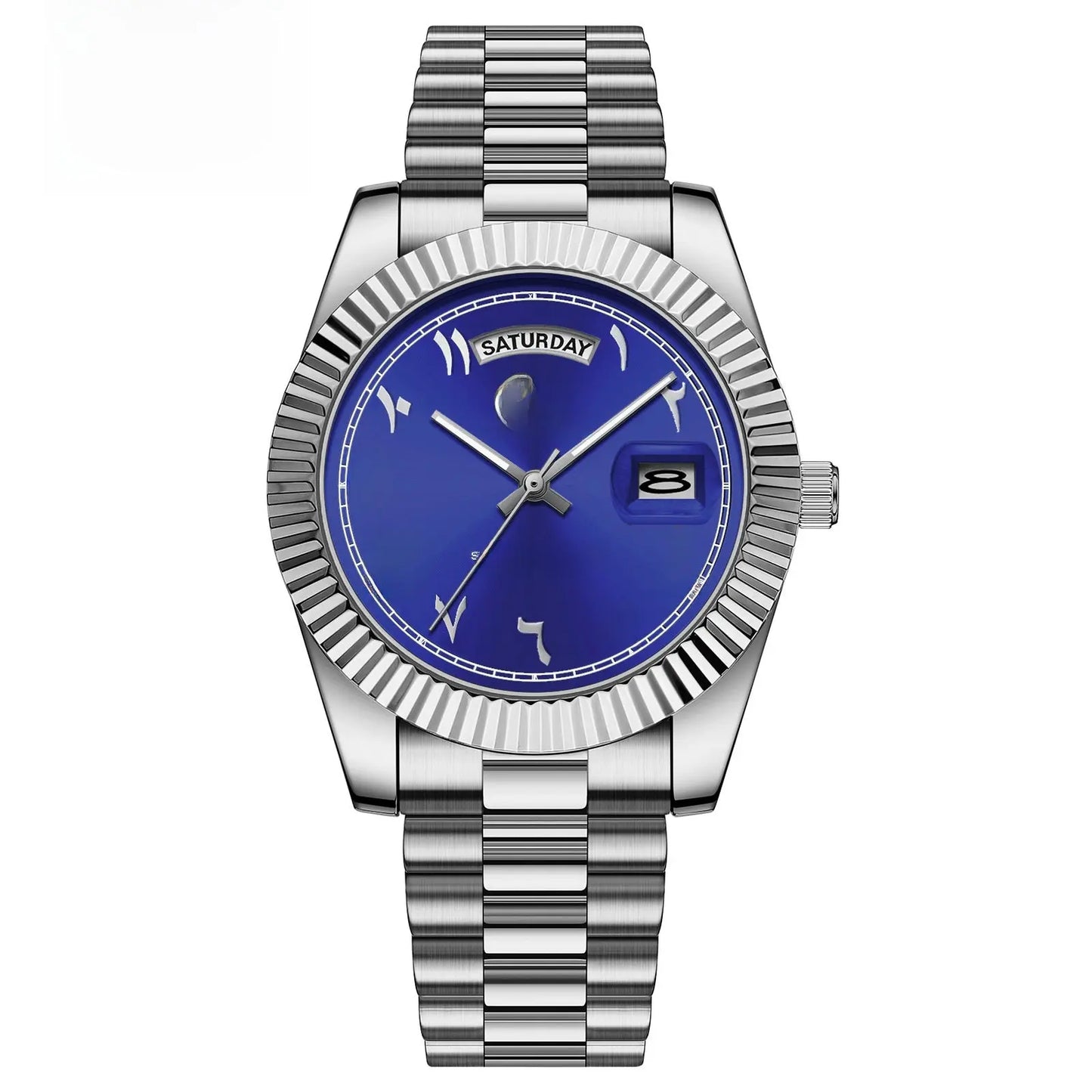 Quartz Watch With Date Display And Large Dial 30M Water Resistant Steel Band teemdrop