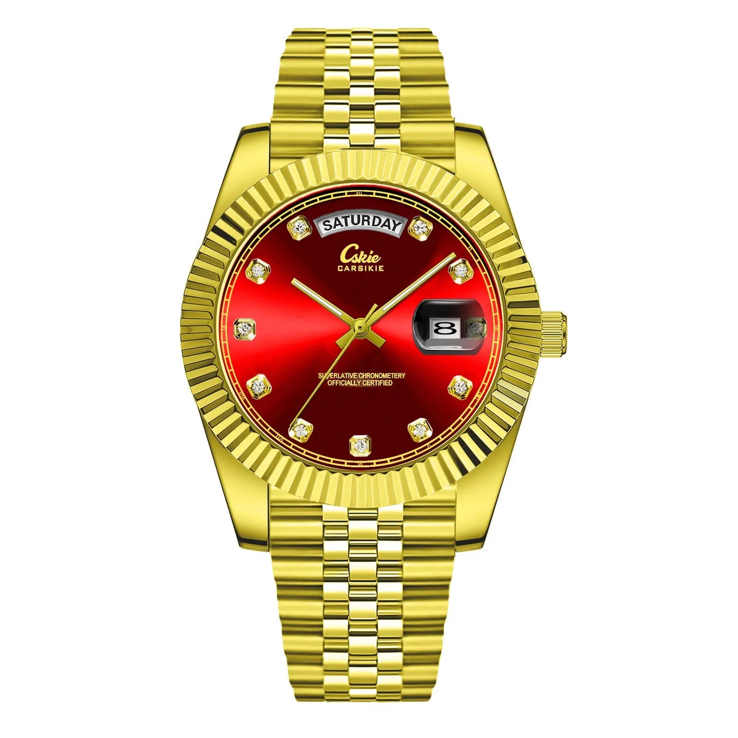 Quartz Watch With Date Display And Large Dial 30M Water Resistant Steel Band teemdrop