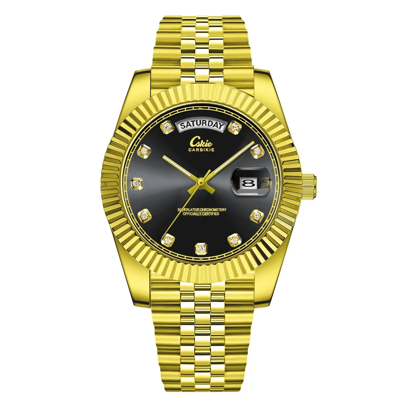 Quartz Watch With Date Display And Large Dial 30M Water Resistant Steel Band teemdrop