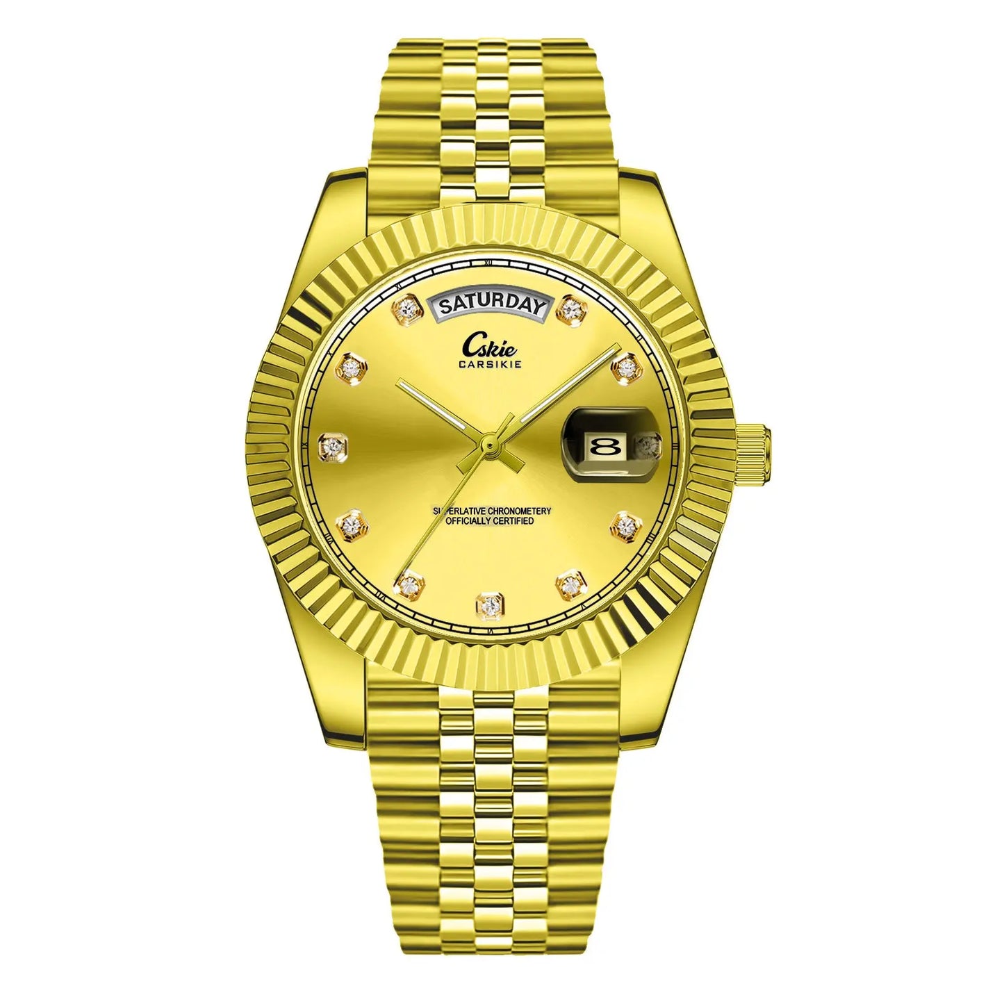 Quartz Watch With Date Display And Large Dial 30M Water Resistant Steel Band teemdrop