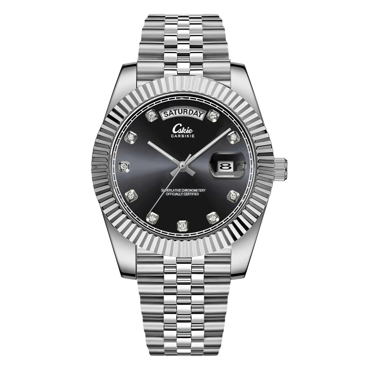 Quartz Watch With Date Display And Large Dial 30M Water Resistant Steel Band teemdrop