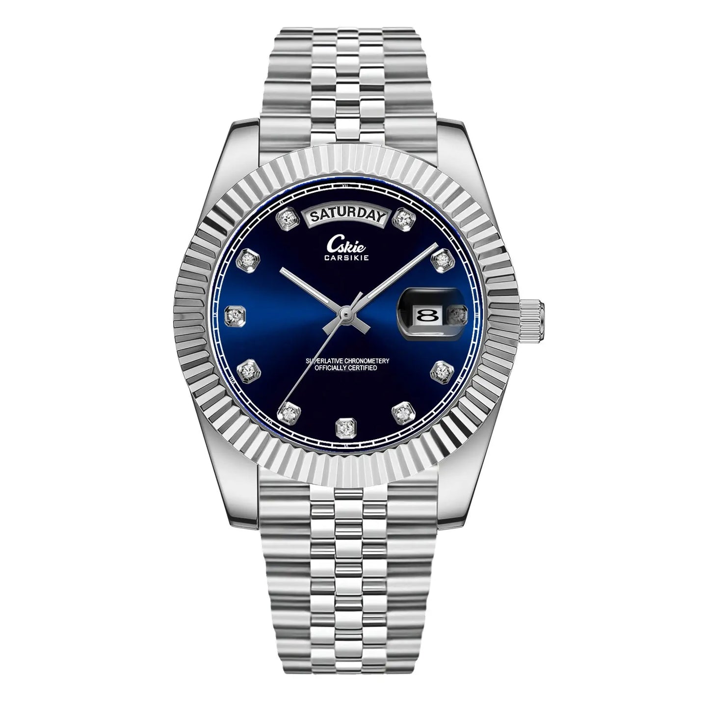 Quartz Watch With Date Display And Large Dial 30M Water Resistant Steel Band teemdrop