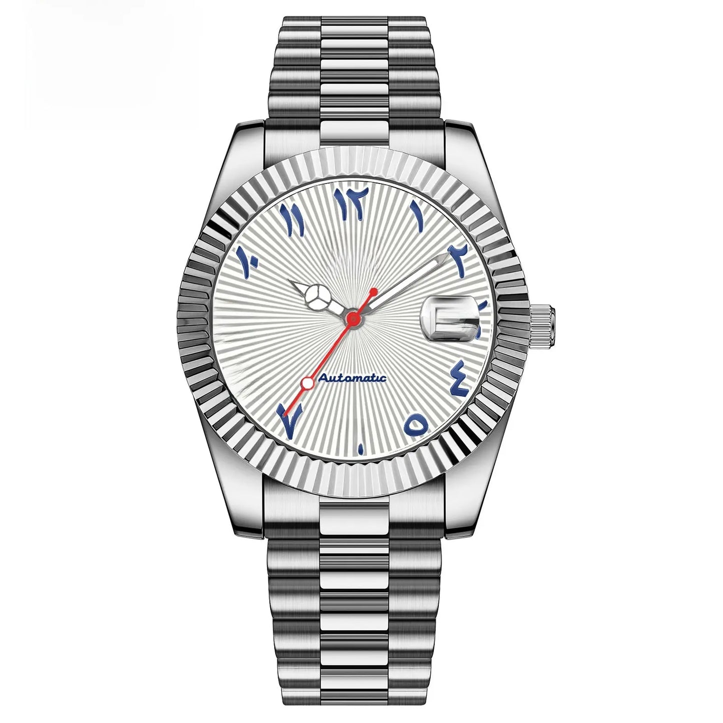 Quartz Watch With Date Display And Large Dial 30M Water Resistant Steel Band teemdrop