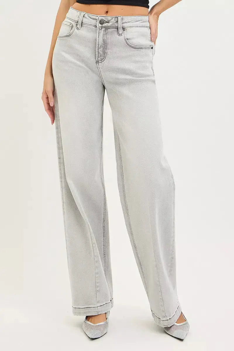 RISEN Slouchy Baggy Jeans With Contrast Stitching For Everyday Casual Denim Relaxed Fit Trendsi