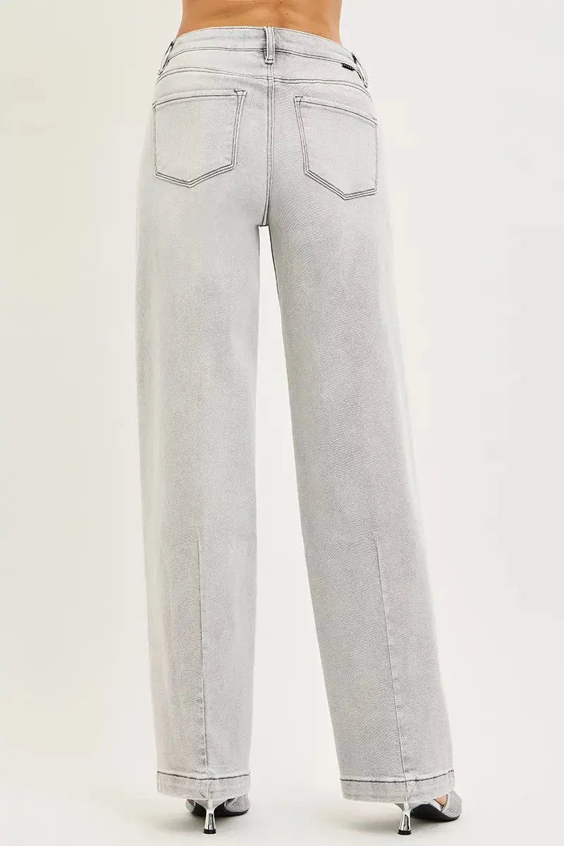 RISEN Slouchy Baggy Jeans With Contrast Stitching For Everyday Casual Denim Relaxed Fit Trendsi
