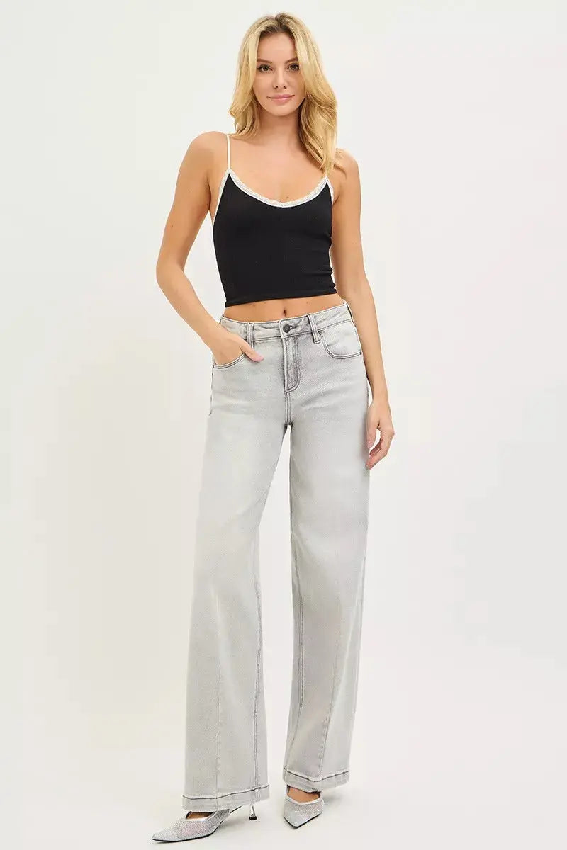 RISEN Slouchy Baggy Jeans With Contrast Stitching For Everyday Casual Denim Relaxed Fit Trendsi
