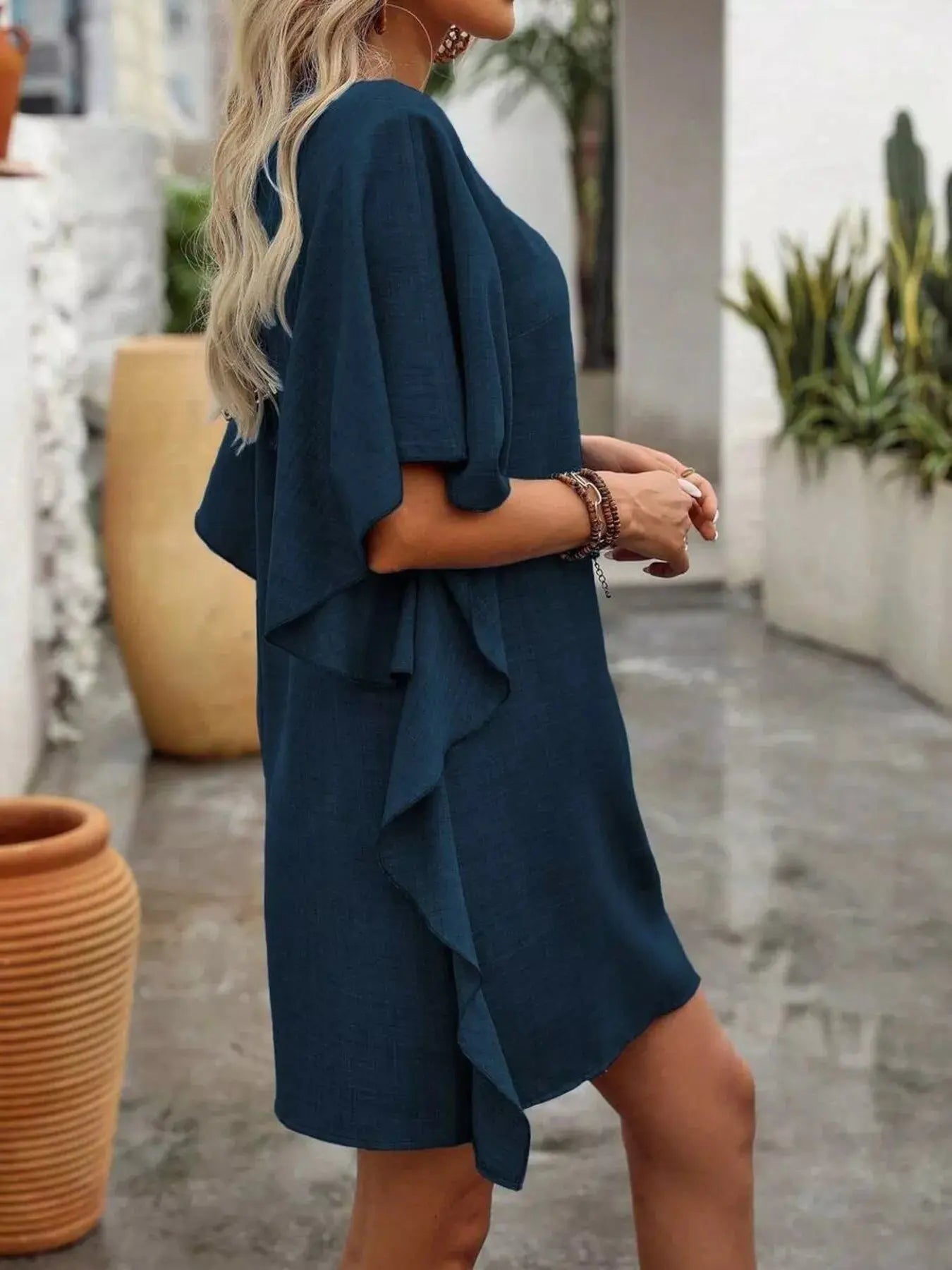 Ruffled Flutter Sleeve V-Neck Mini Dress Trendsi