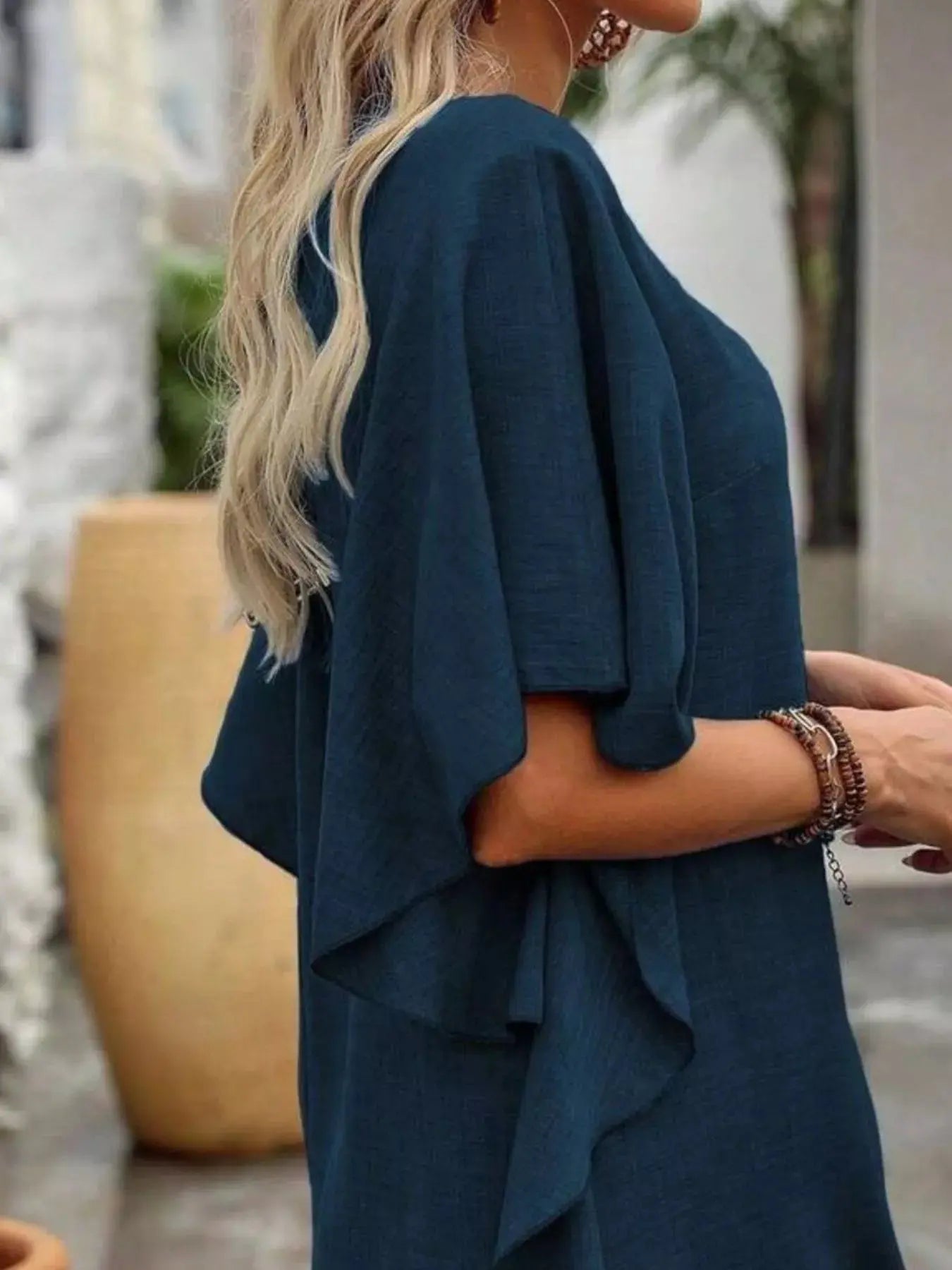 Ruffled Flutter Sleeve V-Neck Mini Dress Trendsi