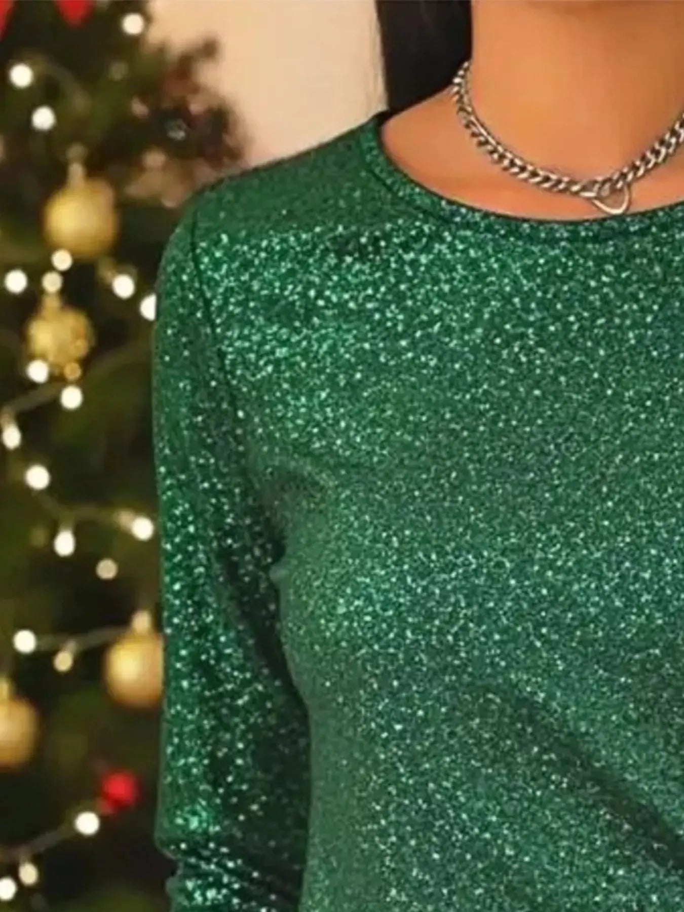 Sequin Bow-Knot Long Sleeve Top Plus Size Trendsi