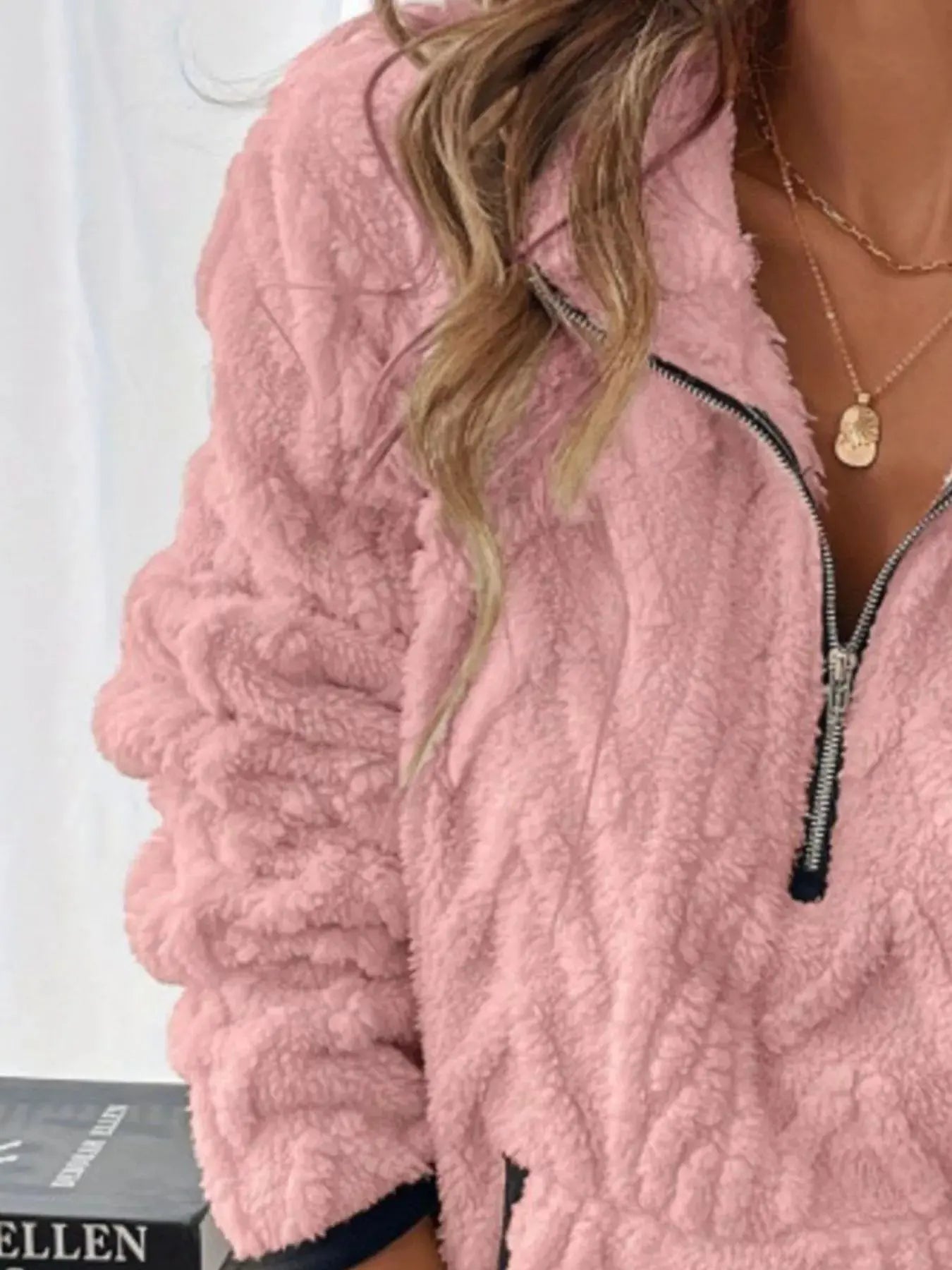Sherpa Half Zip Sweatshirt Plus Size Trendsi