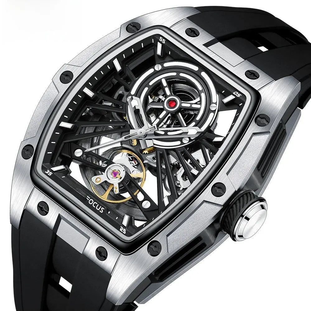 Skeleton Automatic Mechanical Watch For Men 50m Water Resistant Timepiece Teemdr